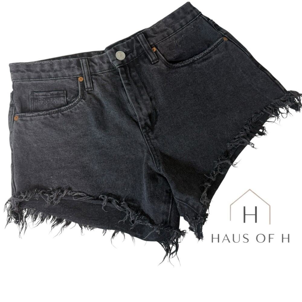 BLANKNYC Black Cut-Off Denim Shorts 100% Cotton Raw Hem Size 28